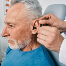 Man gets fitted with hearing aid