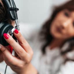 Close up of a traditional hearing test