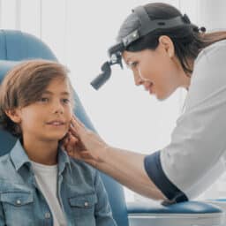 Young boy in an ear exam